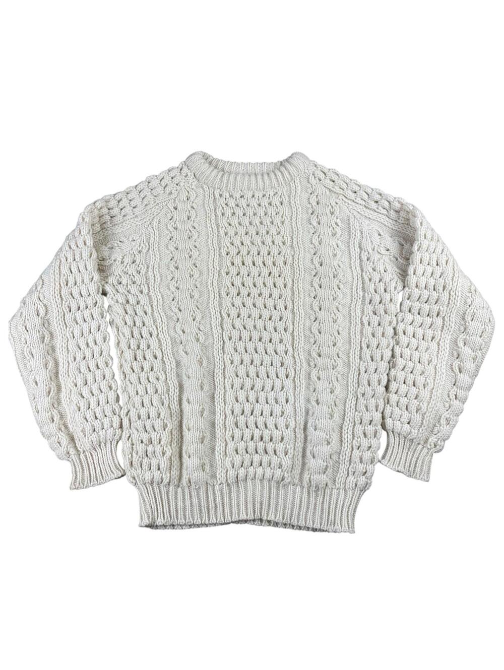 John Molloy Donegal Wool Sweater Men’s L Irish Cable Knit Chunky Cream See Meas*
